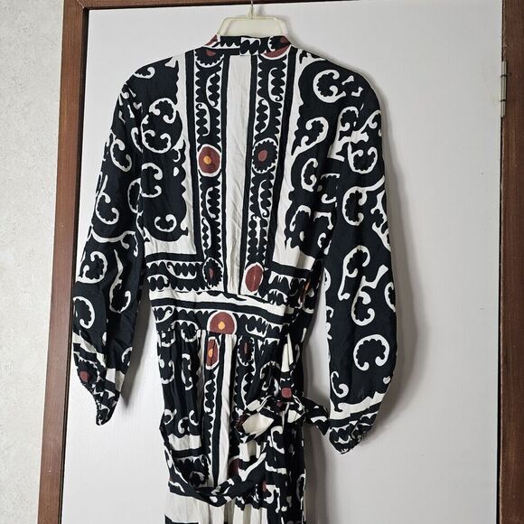 ZARA PRINTED PAREO Morocco MAXI LONG DRESS WRAP Women's Size XS Black - Picture 7 of 9